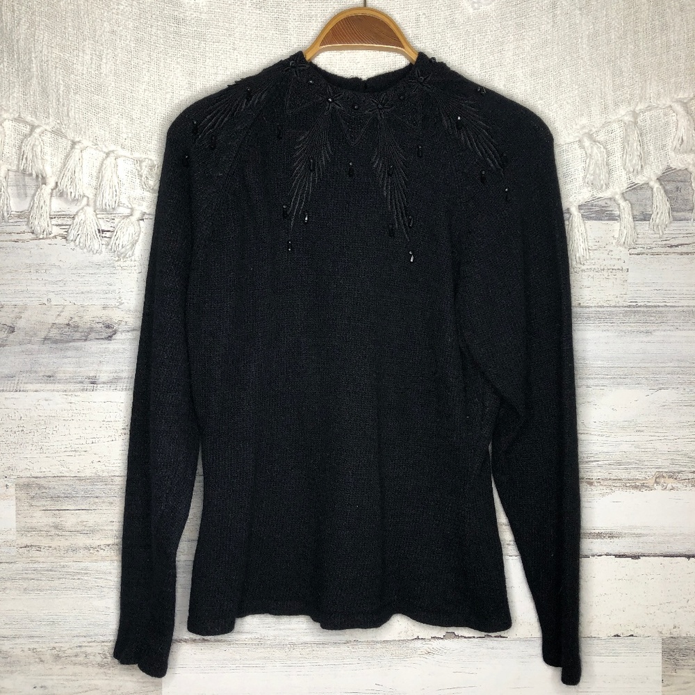 Vintage embroidered silk angora beaded sweater